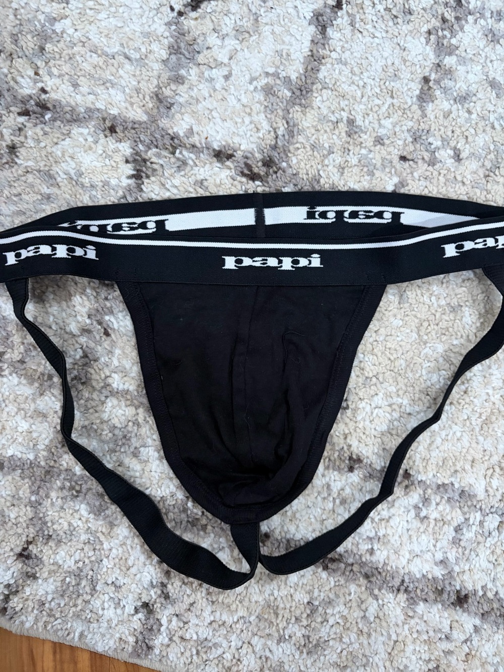 Papi Men’s Black Jockstrap with Logo Waistband
